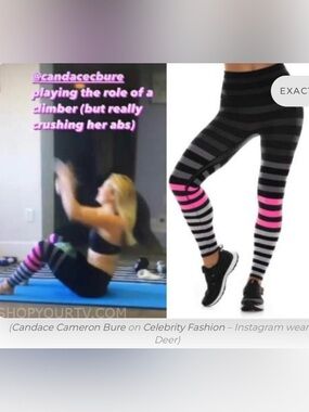 K-Deer Striped Black & Pink Athletic Leggings